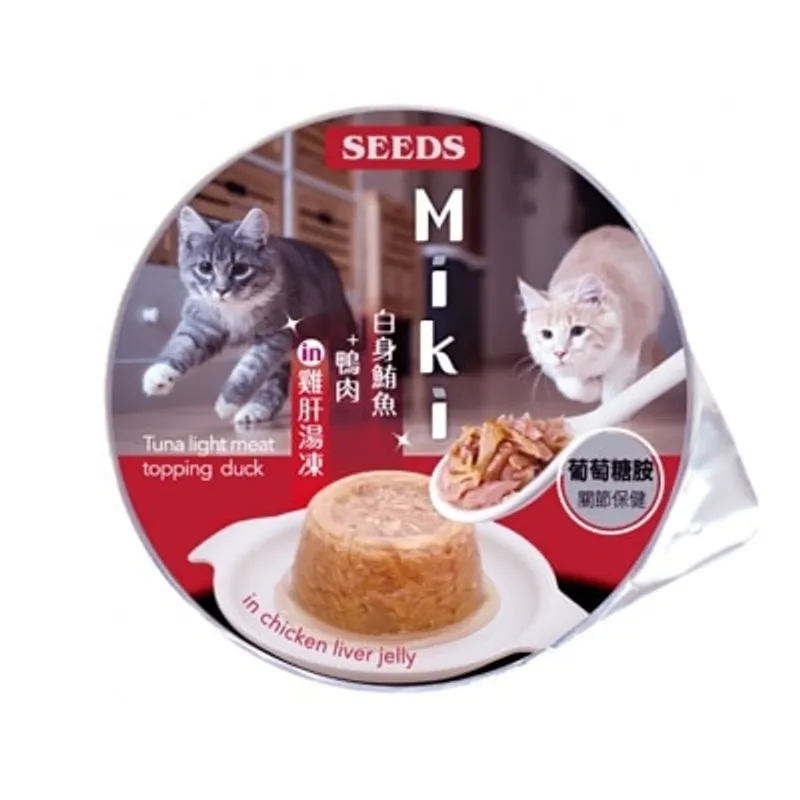 種子 Miki特級機能愛貓餐杯-⽩身鮪⿂+鴨⾁ in 雞肝湯凍(80g) 829317