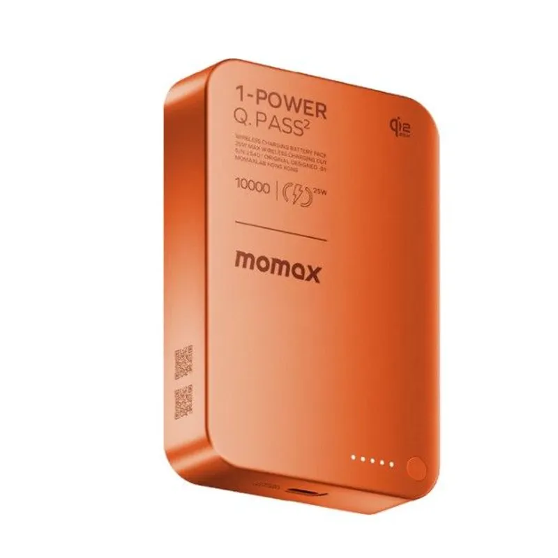 MOMAX 1-Power Q.Pass² 10000mAh Qi2 25W 磁吸流動電源(CCC認證)(橙色) IP168Q22M