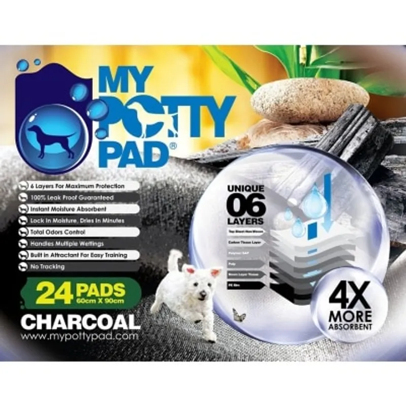MY POTTY PAD 殿堂吸活性炭寵物尿墊(大碼) (60x90cm) 24片 Charcoal 狗尿墊