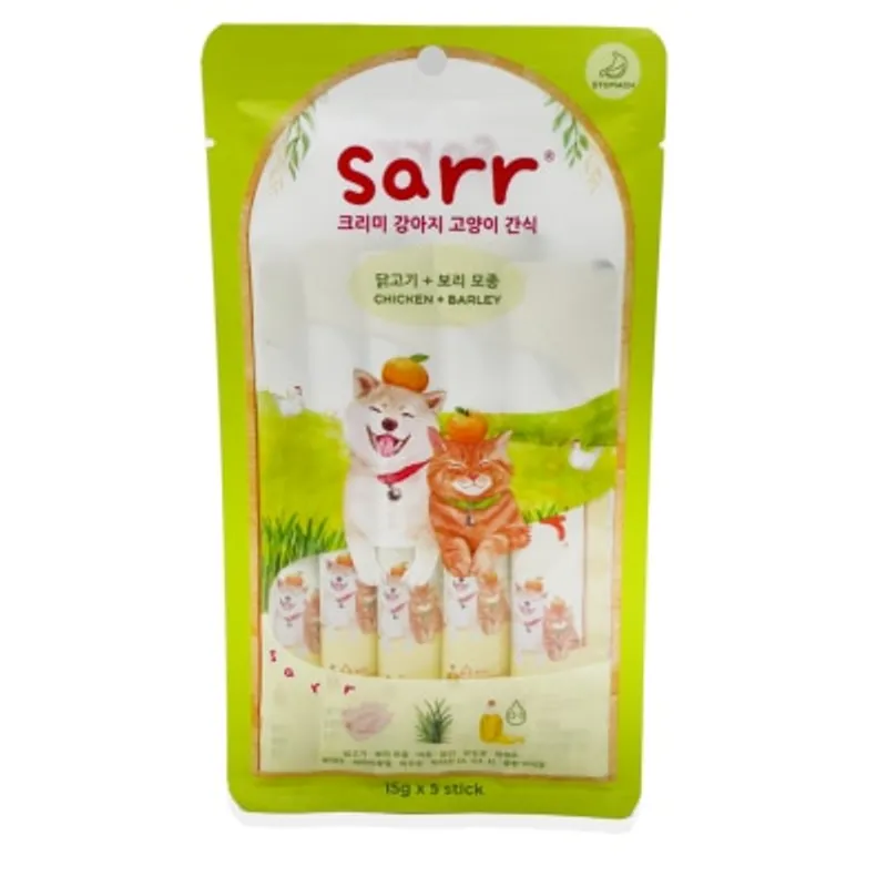 SARR 北歐天然魚油肉泥條 - 雞肉+大麥苗 (腸胃保護) 貓犬適合 (15gX5) 024613