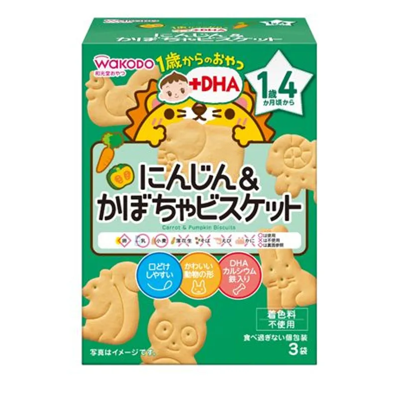 和光堂DHA胡蘿蔔南瓜動物餅 (11.5克X3袋)