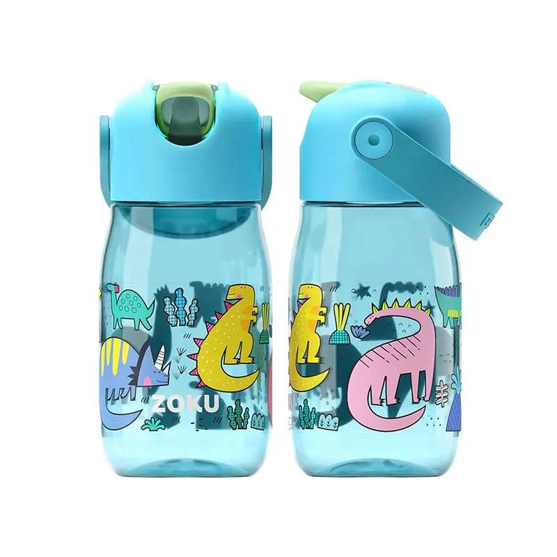 ZOKU 儿童饮管水樽400ml - 湖水蓝色恐龙