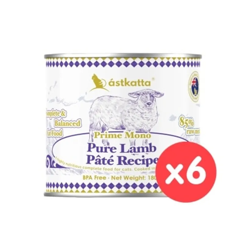 ASTKATTA [6罐裝] 純溯系列 純淨天然肉醬罐 純羊肉 (180g x6) 貓主食罐頭 361581
