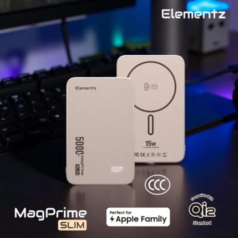 Elementz [CCC QR Code][CCC 3C Cert.] MagPrime Slim S5 5000mAh 超薄磁吸無線充行動電源