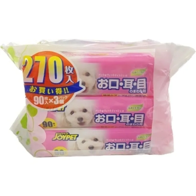 貓犬用 潔淨寵物濕紙巾 (90片 x 3包) - JOYPET