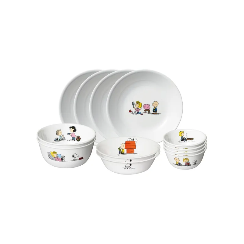 美国康宁 餐具套装12件 - Snoopy Colourful