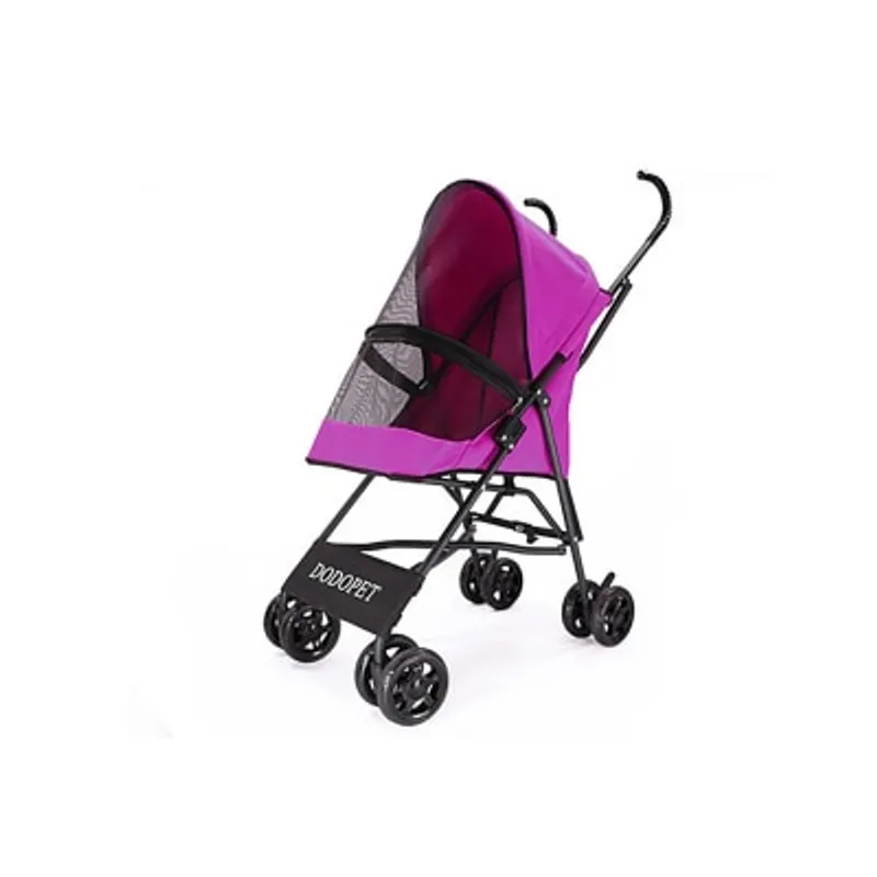 Dodopet 輕盈四輪摺疊小型狗手推車(紫紅色)（寵物承重：10kg）