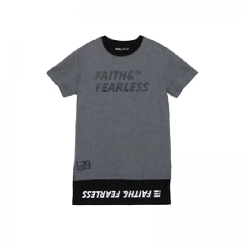 FAITH & FEARLESS 灰色+黑色混搭T恤