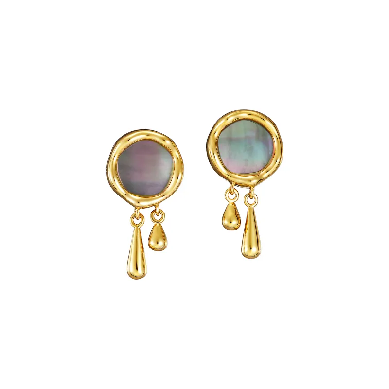 Black Mother-of-Pearl Wavy Earrings