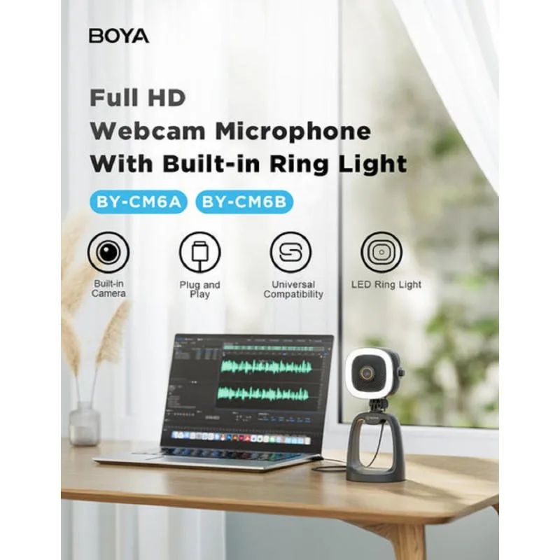 BOYA CM6A 多合一直播／視頻會議USB麥克風 （內置1080p鏡頭及LED燈）