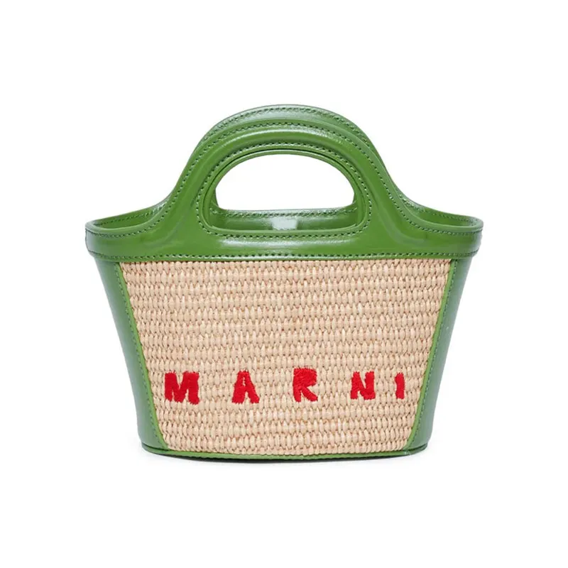 MARNI Tropicalia 皮革和拉菲草效果布料手袋