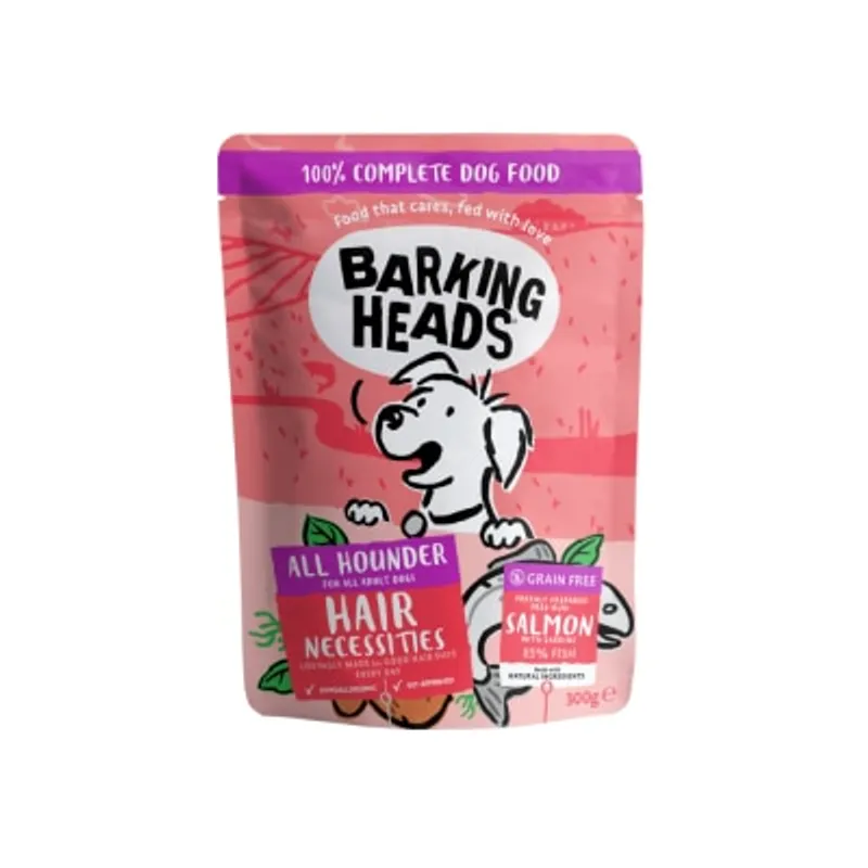 無穀物三文魚沙甸魚田園蔬菜香草成犬主食濕包 (300g)- BARKING HEADS