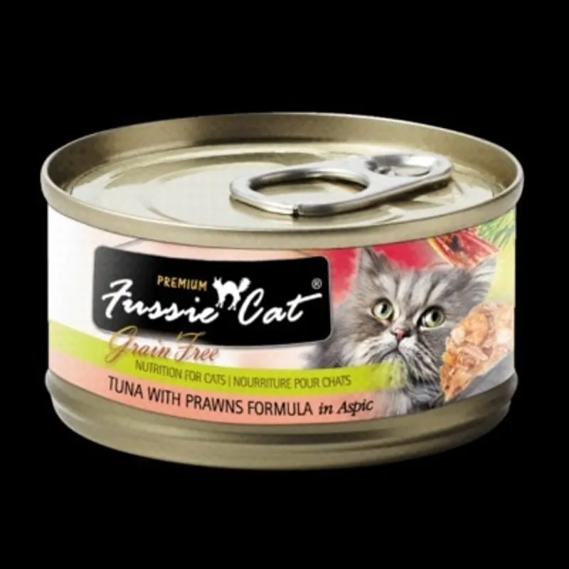 Fussie Cat Tuna with Prawns FU-ORC 黑鑽吞拿魚+虎蝦貓罐頭 80g