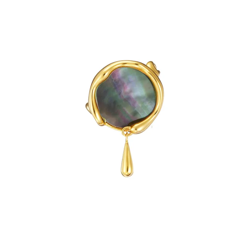 Black Mother-of-Pearl Wavy Ring