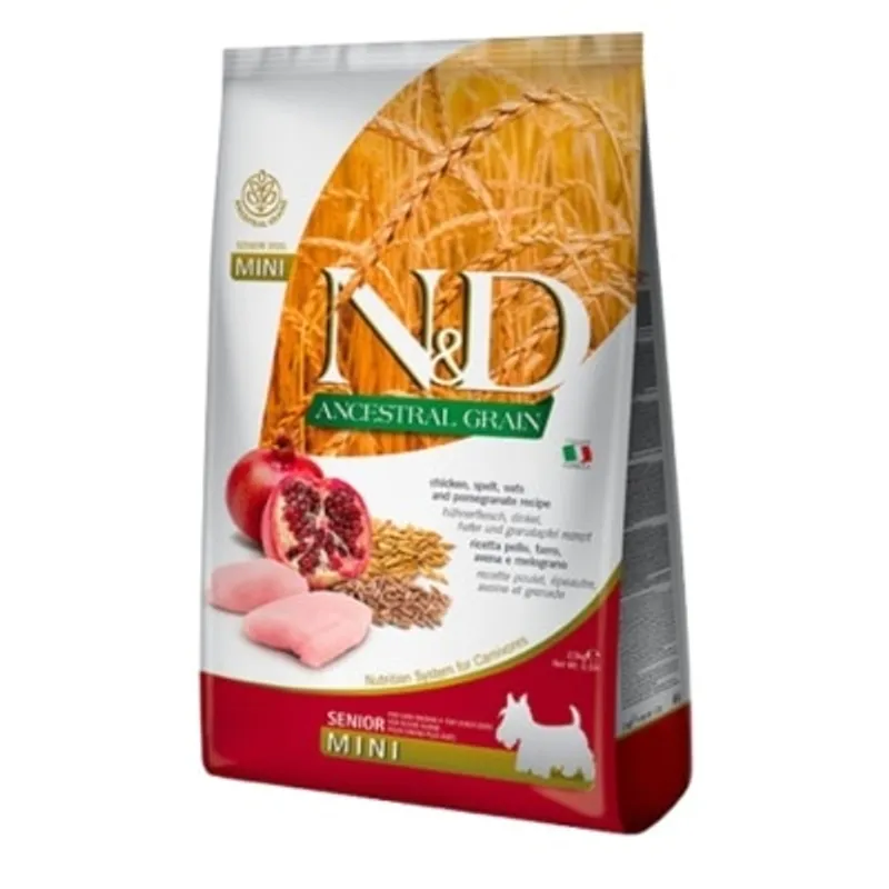 Farmina N&D Ancestral Formula Grain Senior Mini 低穀物低敏老犬配方 石榴&雞肉 2.5kg (細粒)