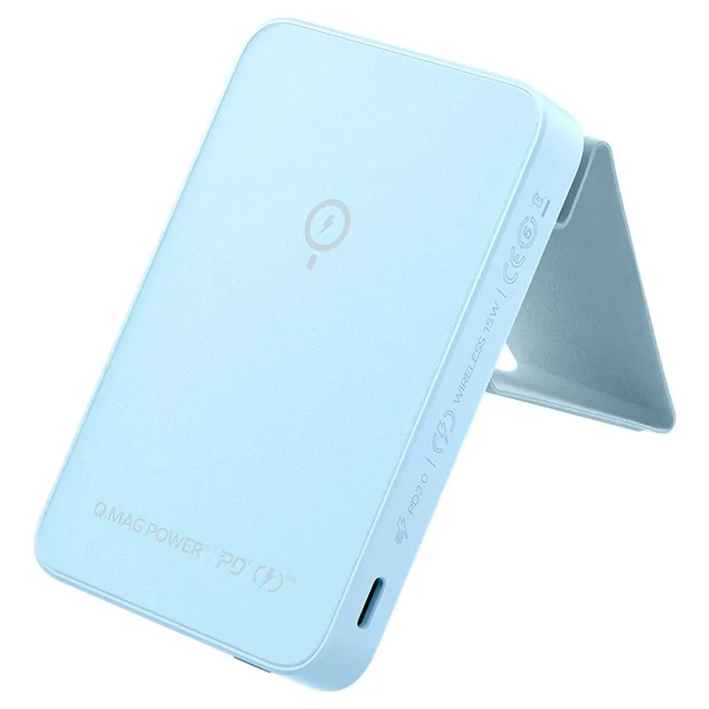 MOMAX Q.Mag Power 9 磁吸無線充電流動電源連支架 5000mAh 藍