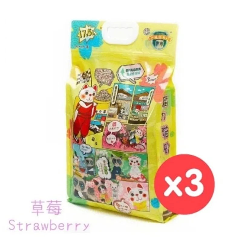 [箱裝優惠]喵社長草莓豆腐砂 (17.5L X3)
