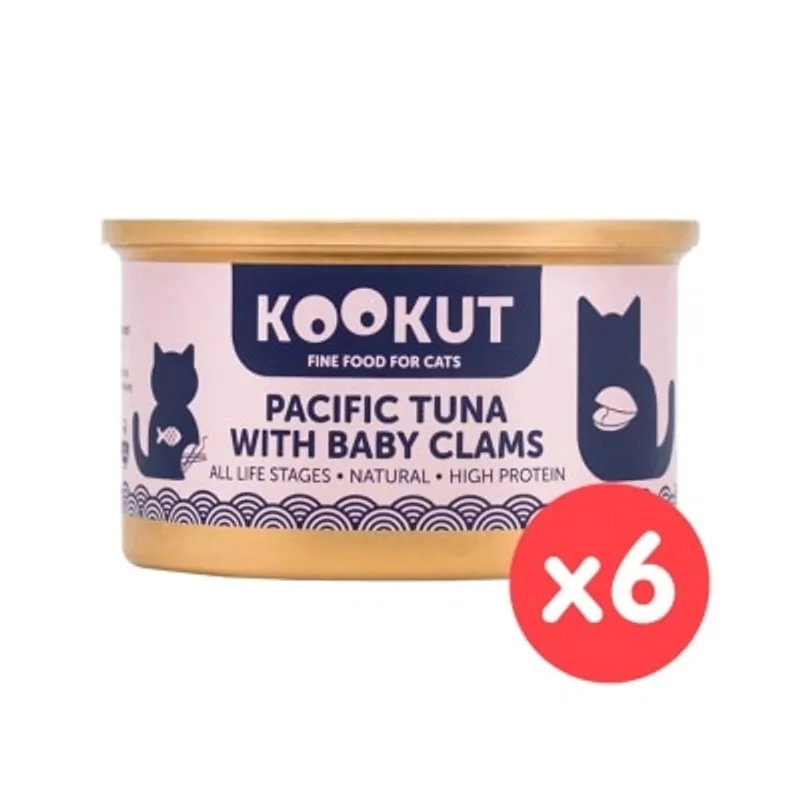 KOOKUT [6罐裝] 太平洋吞拿魚蜆仔肉 (70g x6) 貓罐頭 010412