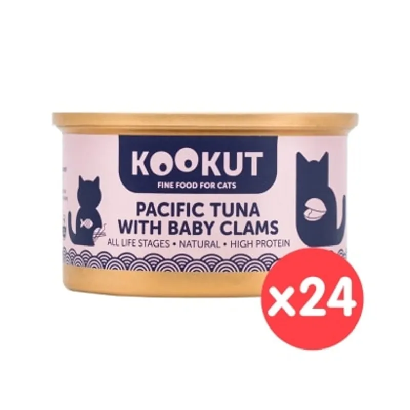 KOOKUT [24罐裝] 太平洋吞拿魚蜆仔肉 (70g x24) 貓罐頭 010412