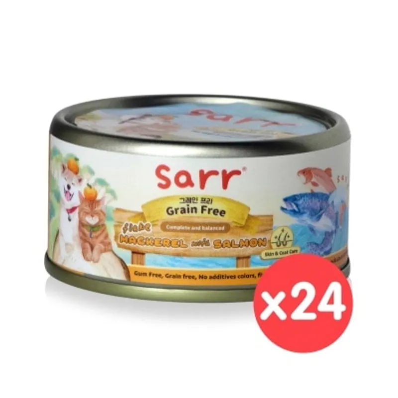 SARR 全齡貓狗罐(肉絲湯汁)皮毛護理(鯖魚．三文魚．魚湯．魚油) (80g x 24) #250128