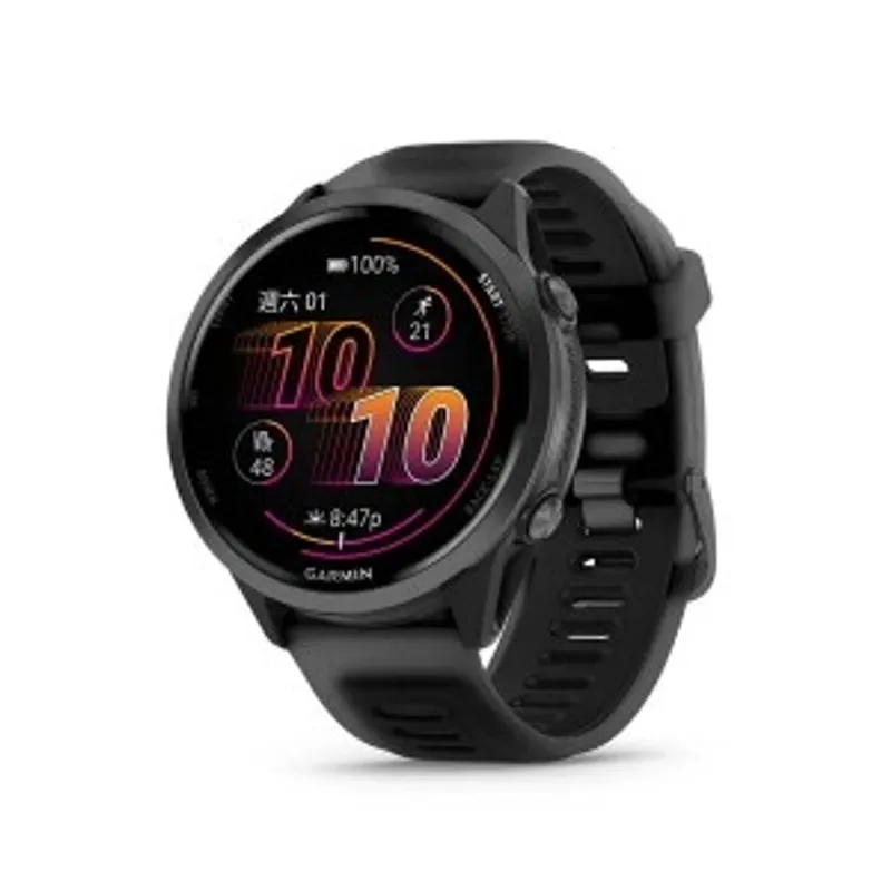 Garmin Forerunner 570 GPS 智慧心率進階跑錶 (47mm / 獵影黑 / 透礦黑矽膠錶帶)(特價優惠)