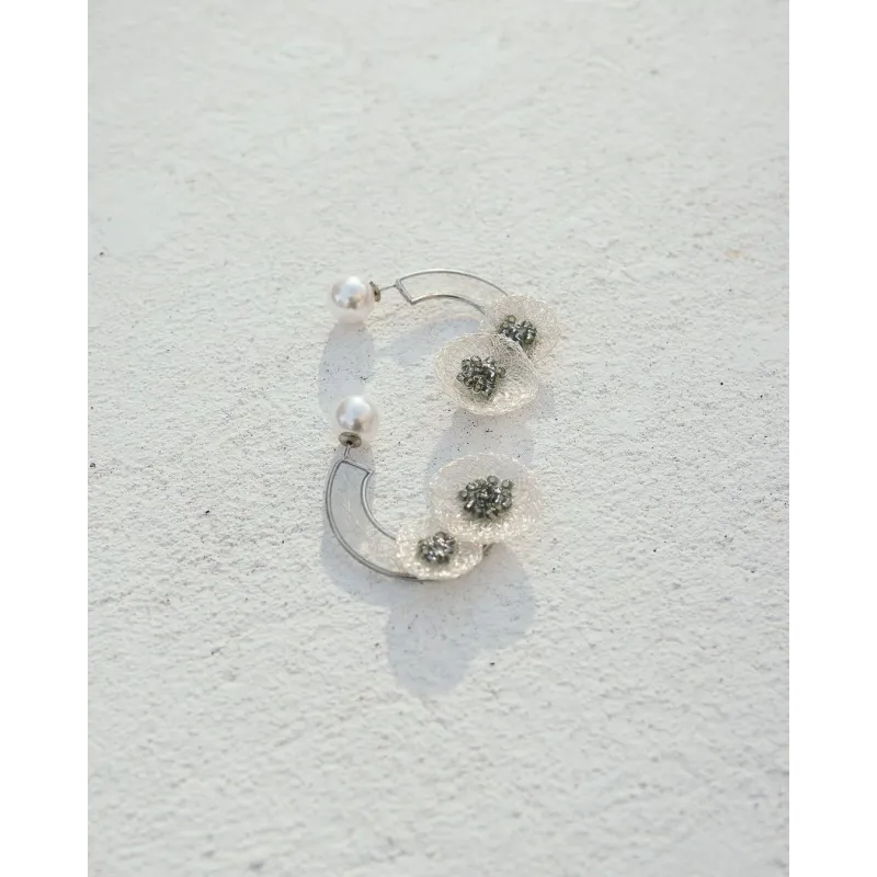 Crescent Moon Snowflake Earrings