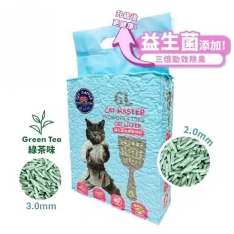貓師傅 天然益生菌 綠茶味 豆腐砂 (2.0+3.0mm) 6L