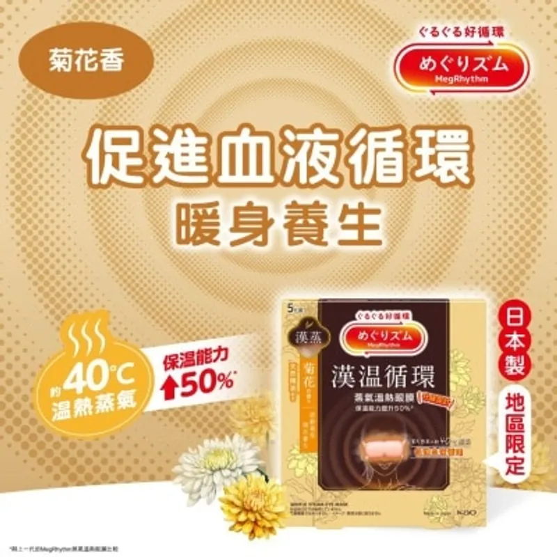 花王MEGRHYTHM MEGRHYTHM 蒸氣溫熱眼膜 菊花香 5片裝