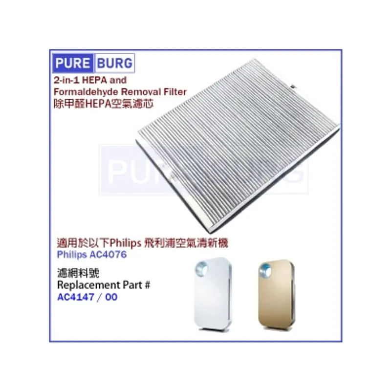 Pureburg 淨博 代用濾網組合 (適用於 Philips 飛利浦 AC4076 空氣清新機)