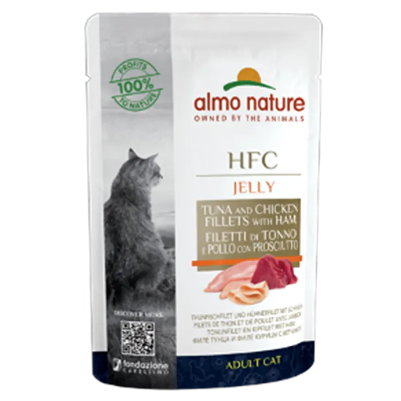 ALMO NATURE HFC 吞拿魚,雞柳,火腿上湯啫喱 成貓濕糧(55g) almo nature