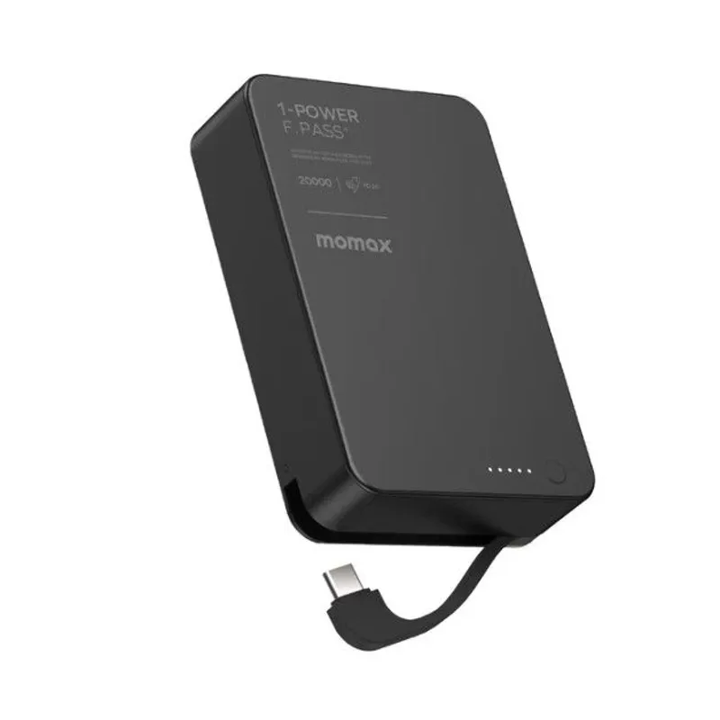 MOMAX 20000mAh磁吸帶線移動電源(黑色) IP159D