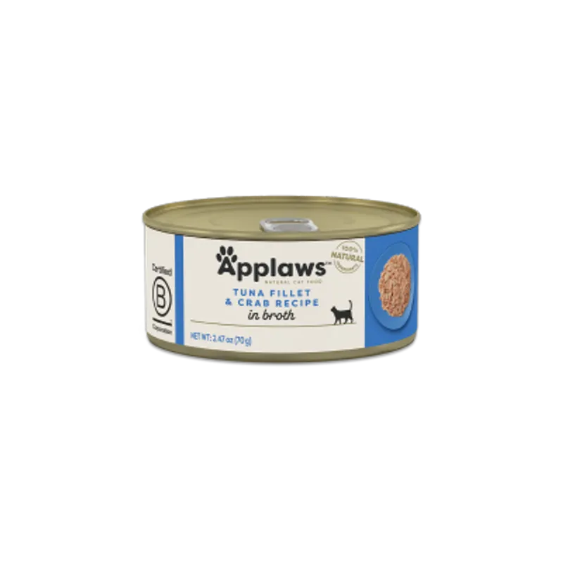 Applaws 愛普士 [1026] Natural Wet Cat Food 吞拿魚柳+蟹肉貓罐頭 70g