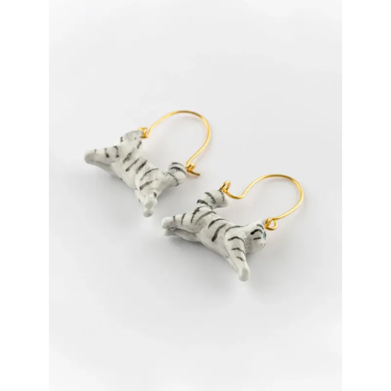 Jumping Kitten Small Hoops