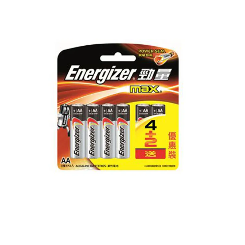 ENERGIZER 勁量鹼性電芯2A-4+2粒咭裝 E91BP4+2