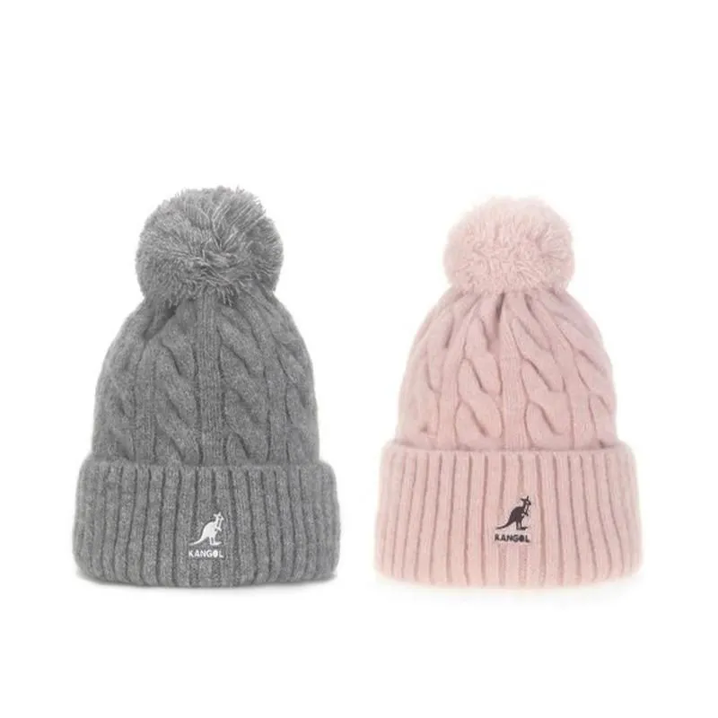 KANGOL 袋鼠蓬蓬冷帽絨球針織帽