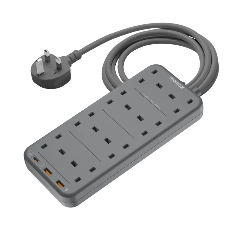 MOMAX ONEPLUE 8位拖板 PD20W 2*USB + 1*Type-C 灰