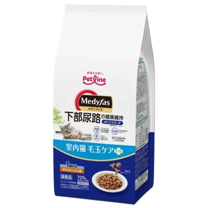 懷石 Medyfas 防尿石+去毛球 - 雞肉&魚肉味 成貓乾糧 (235g x3) 069784