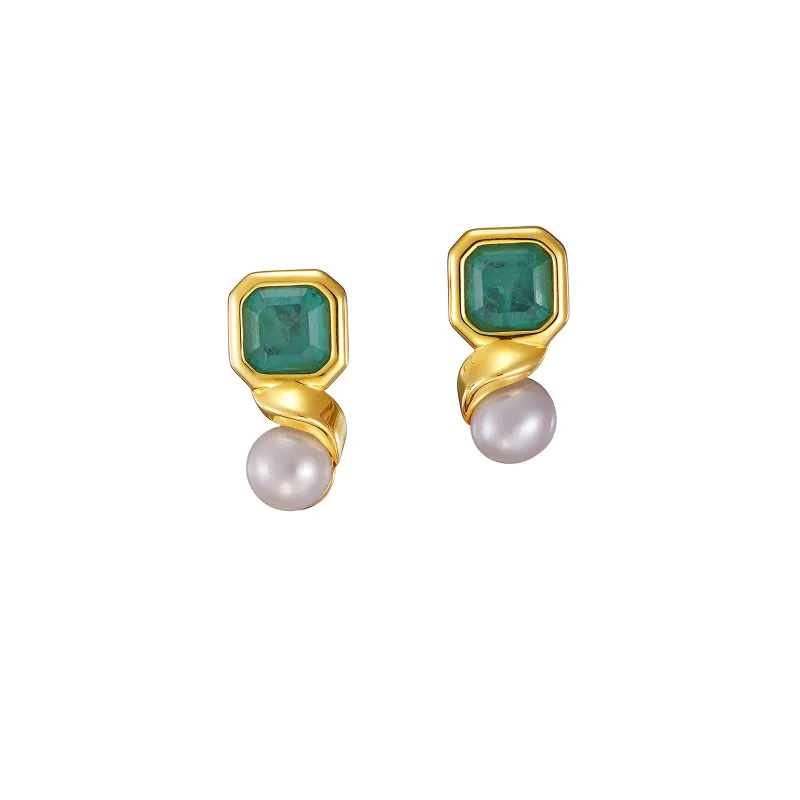 Ice Blue Crystal Pearl Earrings