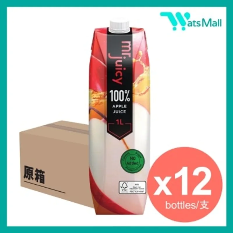 菓汁先生 100%蘋果汁飲品 1公升 (12支)