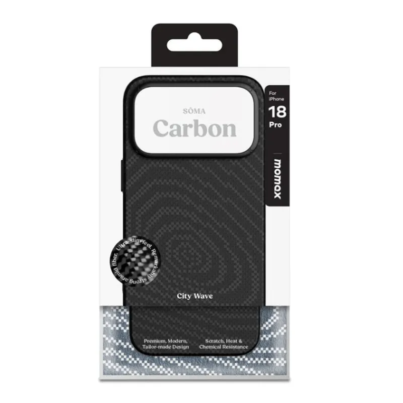 MOMAX iPhone 18 Pro SOMA Carbon Case 磁吸保護殼 黑