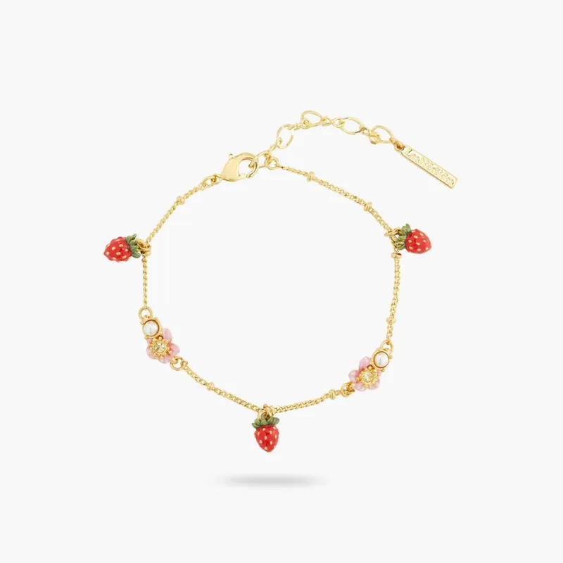 LES NEREIDES 野草莓與粉紅花朵吊飾手鍊