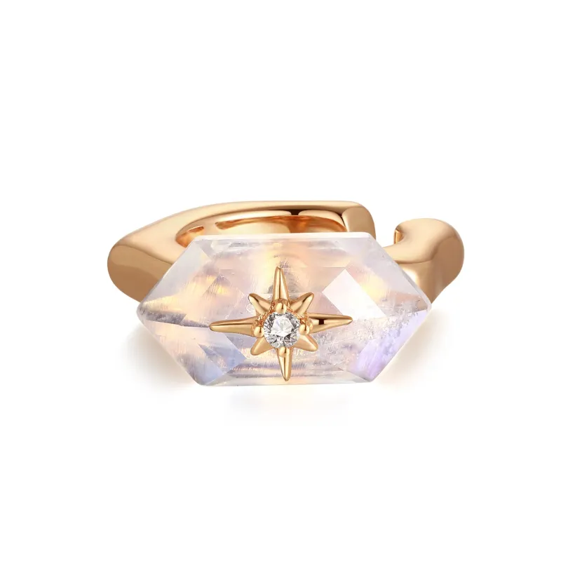 Talisman｜Hexagon Moonstone Gold Ear Cuff