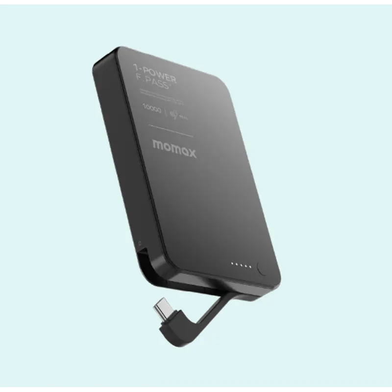 MOMAX 1-Power F.Pass+磁吸帶線移動電源 10000mAh 黑