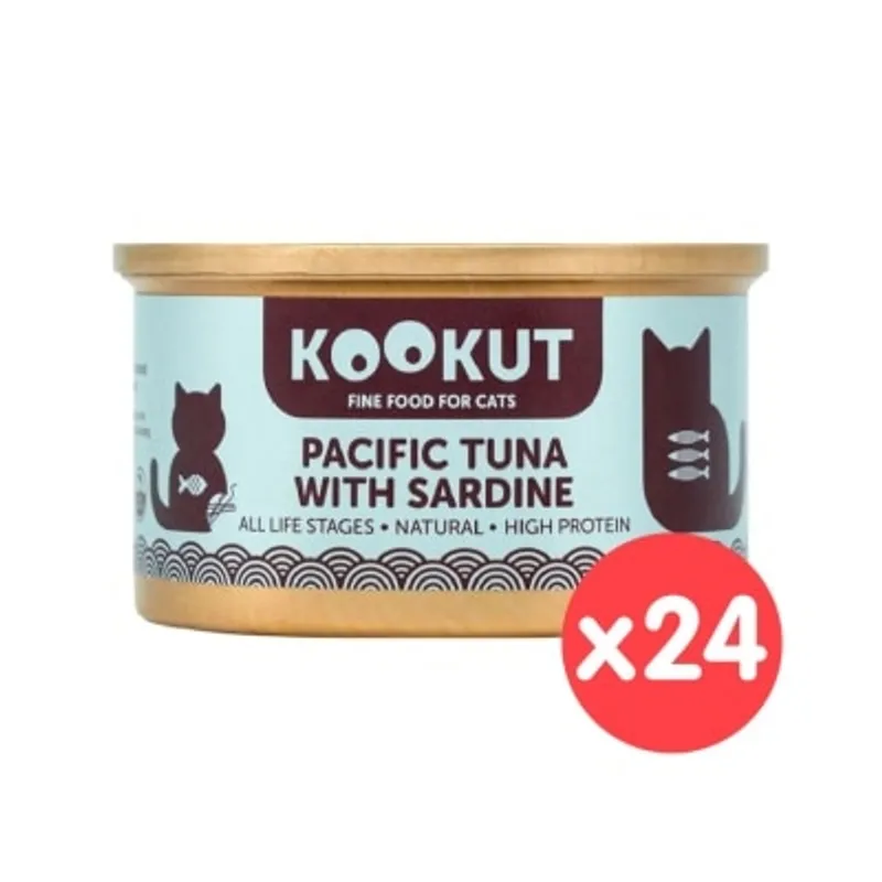 KOOKUT [24罐裝] 太平洋吞拿魚沙甸魚 (70g x24) 貓罐頭 008297