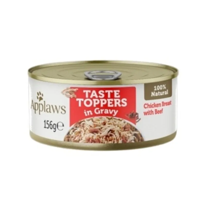 Applaws [3412] 全天然系列 無穀物肉絲湯汁配方 雞胸肉・牛肉 狗罐頭 156g