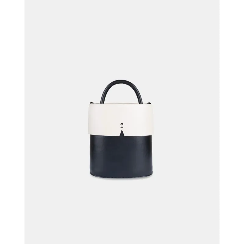 Gaia Bucket Bag - BLACK & OAT