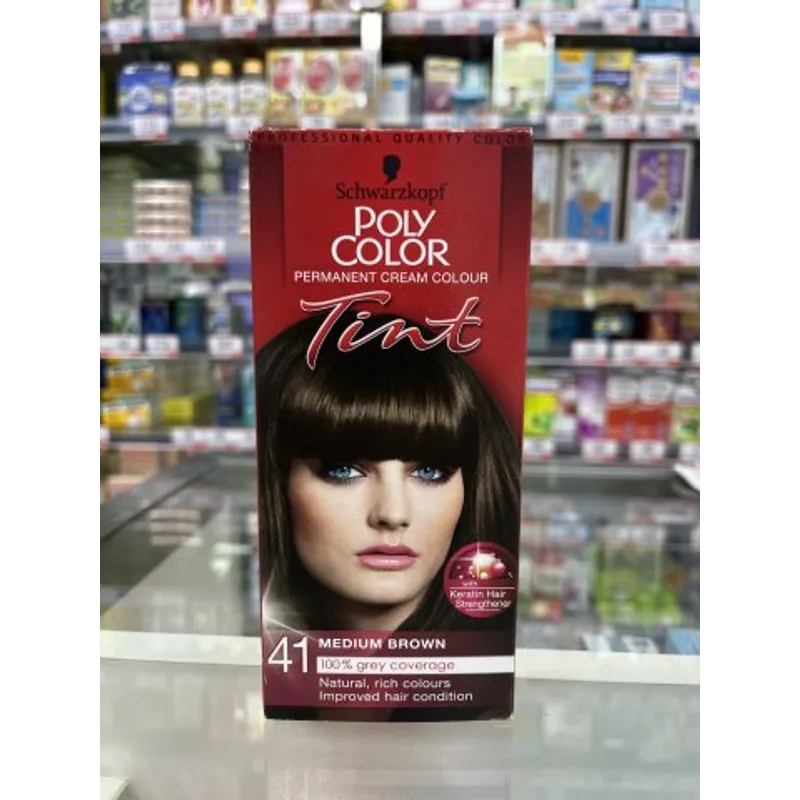 德國施華蔻POLY COLOR染髮劑(啡色41) SCHWARZKOPF POLY TINT HAIR DYE NAT MED BRWN 41