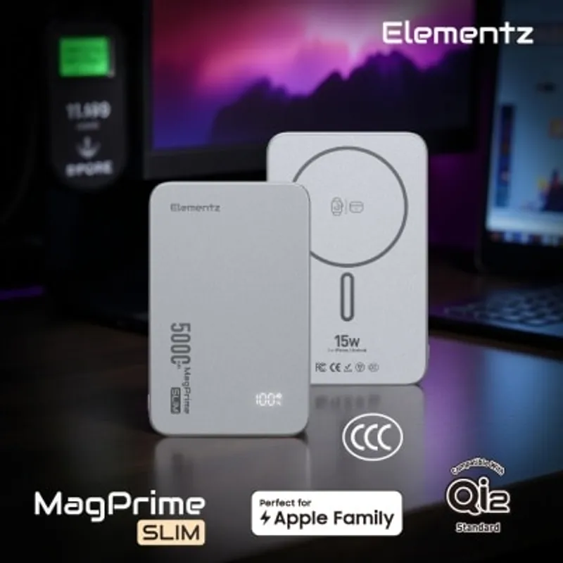 Elementz [CCC QR Code][CCC 3C Cert.] MagPrime Slim S5 5000mAh 超薄磁吸無線充行動電源