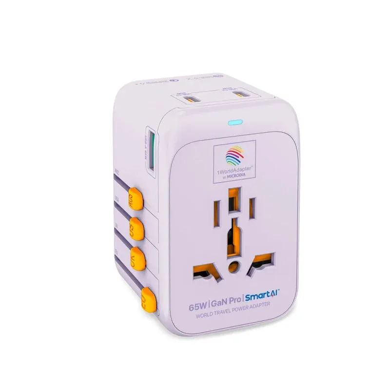 MICRODIA 1WorldAdapter PD65W GaN Pro 淡紫色 旅行轉換插