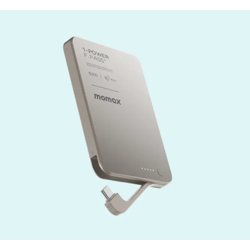 MOMAX 1-Power F.Pass+磁吸帶線移動電源 5000mAh 鈦金
